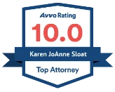 Avvo Rating 10.0 Karen JoAnne Sloat Top Attorney